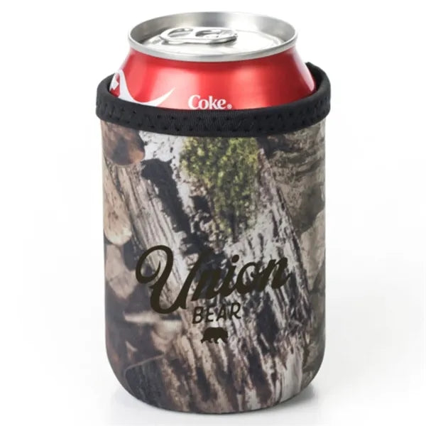 12 Oz. Neoprene collapsible camo Can Cooler w/ Strap Handle