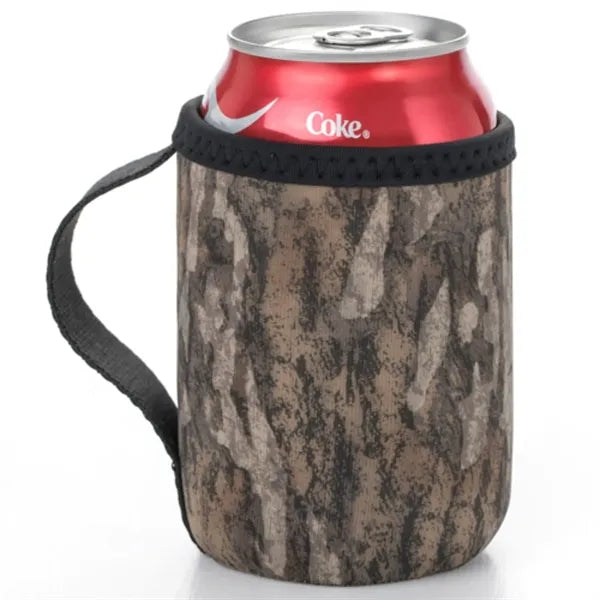 12 Oz. Neoprene collapsible camo Can Cooler w/ Strap Handle