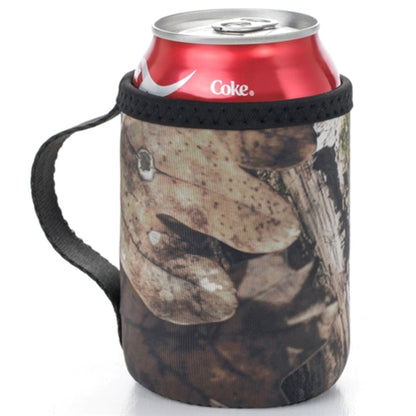 12 Oz. Neoprene collapsible camo Can Cooler w/ Strap Handle