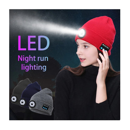 Led Headlamp Cap With Wireless Headphones