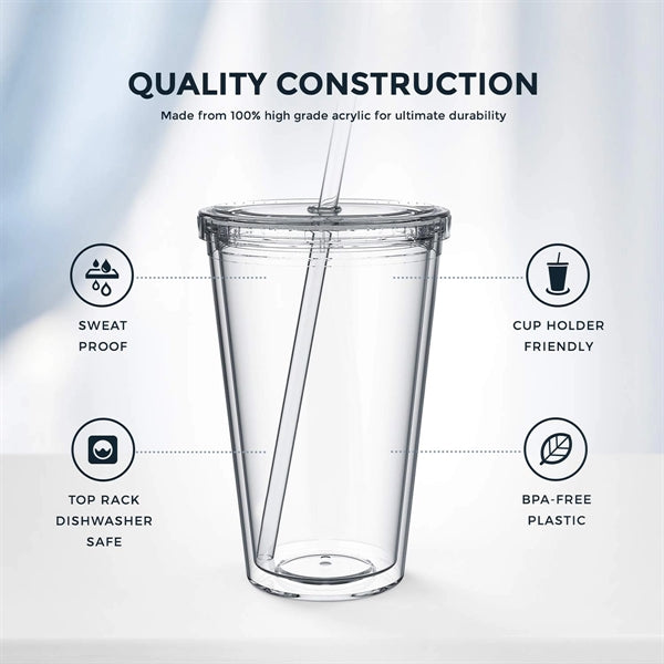16Oz Classic Transparent Insulated Double Wall Tumbler Cup