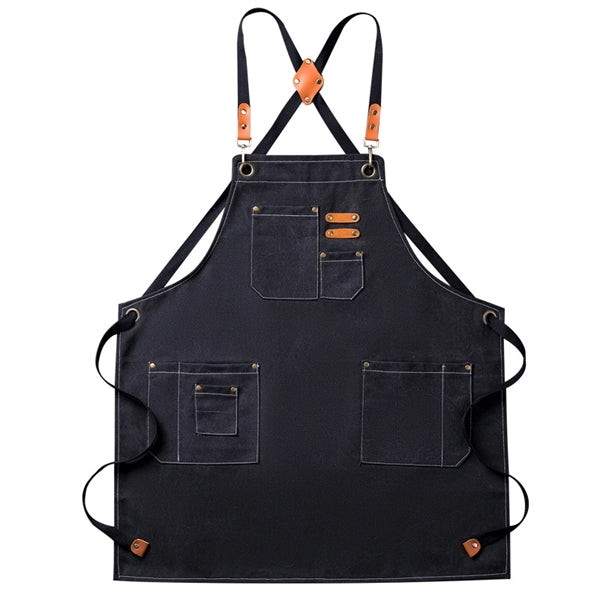 Kitch Style Washed Canvas Apron - Embroidered