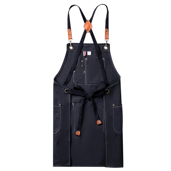 Kitch Style Washed Canvas Apron - Embroidered