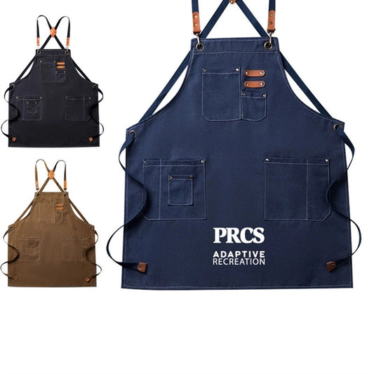 Kitch Style Washed Canvas Apron - Embroidered