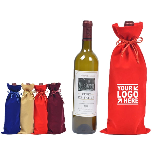 Velvet Drawstring Wine Bottle Bag