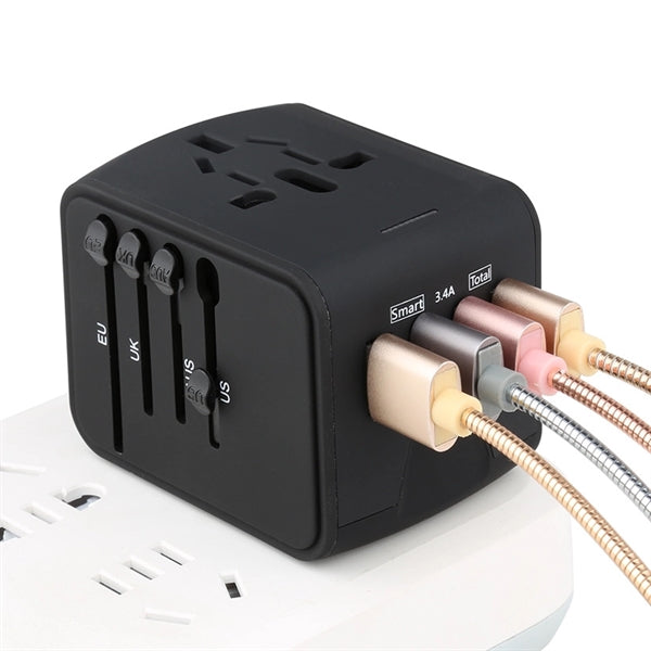 International Plug Adapter 4 Usb Ports Wall Charger