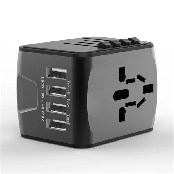 International Plug Adapter 4 Usb Ports Wall Charger
