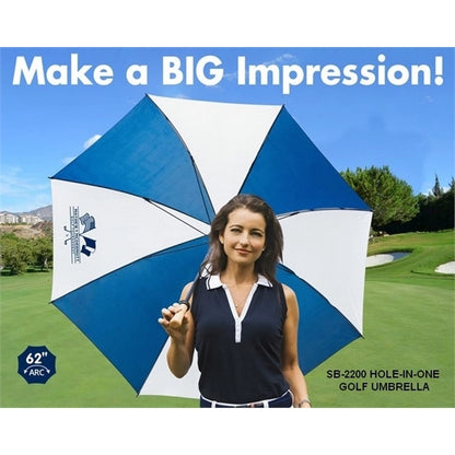 The Hole-in-One Golf Umbrella with Wood Handle