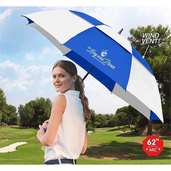 The Vented Checkerboard Golf Umbrella - Auto-Open, 62" Arc