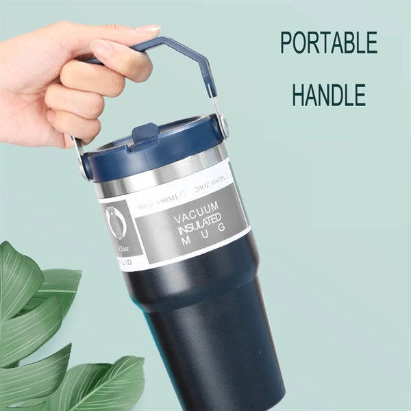 30OZ Vacuum Insulated Tumbler with Flip Straw