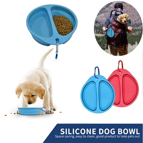 2 in 1 Collapsible Silicone Carabiners Pet Bowl