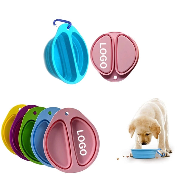 2 in 1 Collapsible Silicone Carabiners Pet Bowl