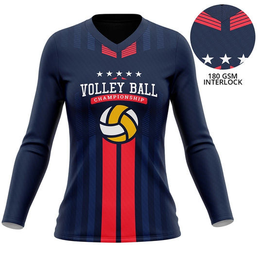 Women's 180 GSM Poly Interlock Long Sleeve V-Neck T-Shirt