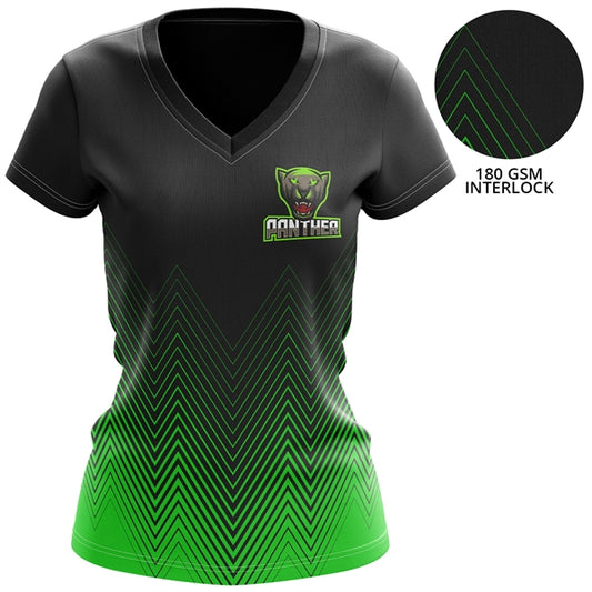 Women's 180 GSM Poly Interlock Short Sleeve V-Neck T-Shirt