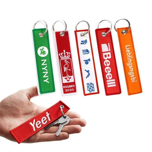 MOQ100 Embroidered Keychain Flight Key Tag