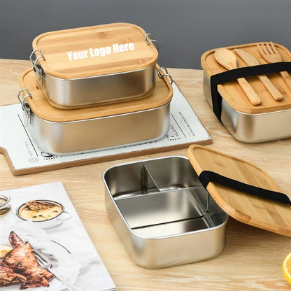Stainless Steel Bento Box With Bamboo Lid