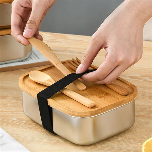 Stainless Steel Bento Box With Bamboo Lid