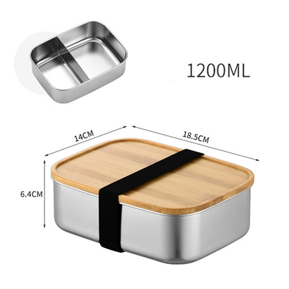 Stainless Steel Bento Box With Bamboo Lid