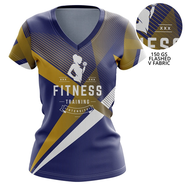 Women's 150 GSM Flashed V Fabric Short Sleeve V-Neck T-Shirt