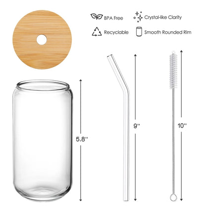 Drinking Glasses With Bamboo Lids And Straw