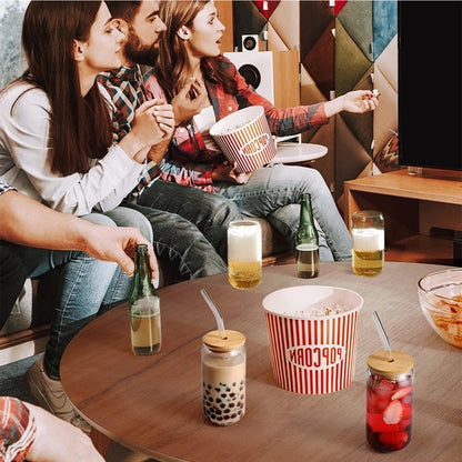 Drinking Glasses With Bamboo Lids And Straw