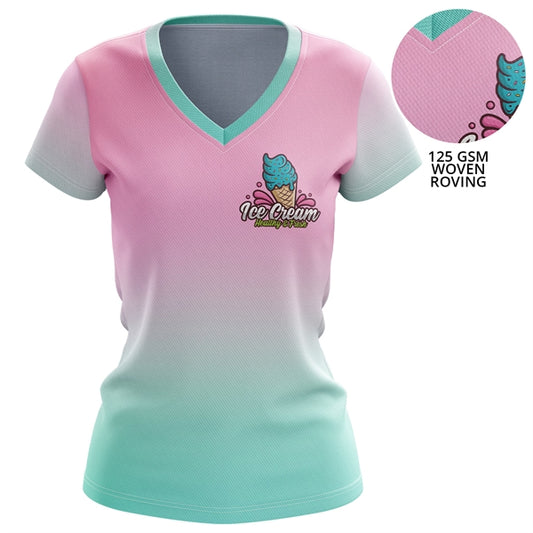 Women's 125 GSM Woven Roving Performance  V-Neck T-Shirt