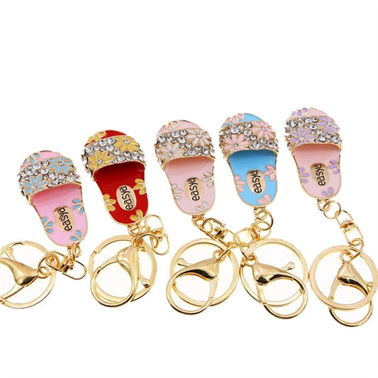 Crystal Flower Slipper Keychain