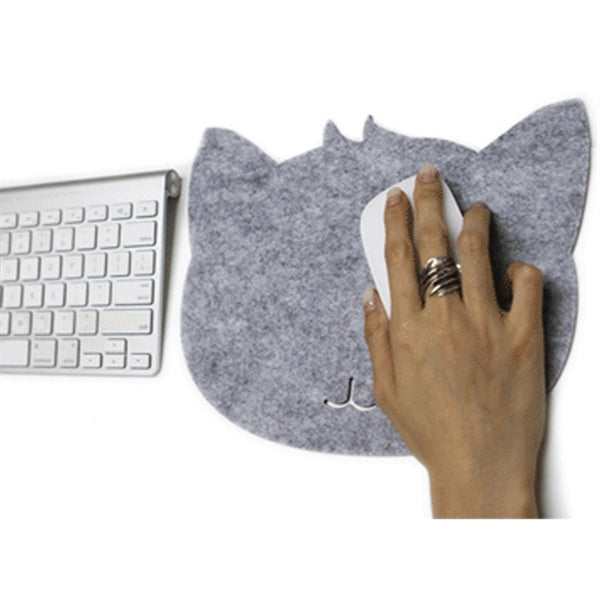 Anti-Slip Backside Office Felt Cat Shape Mouse Pad