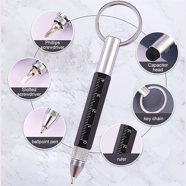 Multitool Touchscreen Pen with Ruler Carabiner Screwdriver