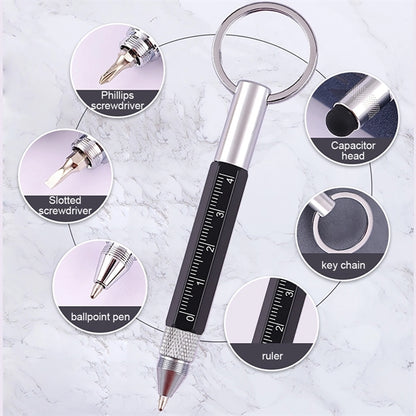 Multitool Touchscreen Pen with Ruler Carabiner Screwdriver