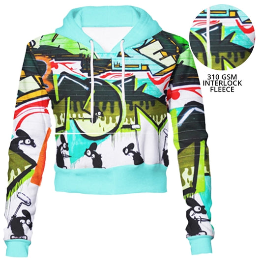 Women's 310 GSM Interlock Fleece Sublimation Midriff Hoodies