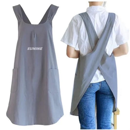 Linen Cross Back Kitchen Cooking Aprons