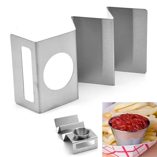 Stainless Steel Taco Holder Stand With Sauce Cups
