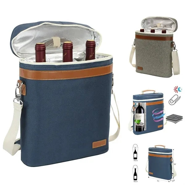 3 Bottle Insulated Wine Tote Cooler Bag