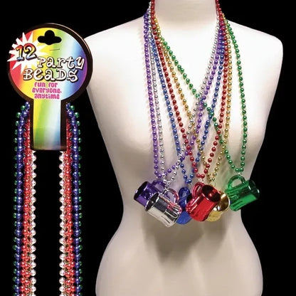 Toy Beer Mug Metallic Mardi Gras Beads