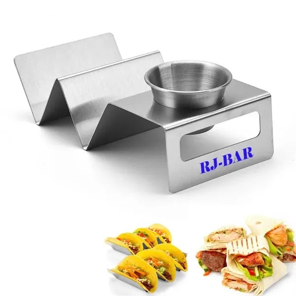 Stainless Steel Taco Holder Stand With Sauce Cups