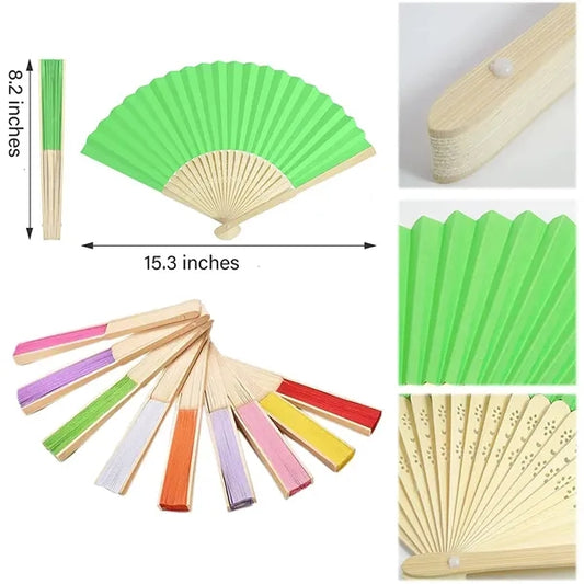 Bamboo Hand Held Paper Folding Fans