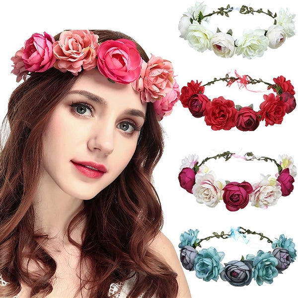 Adjustable Floral Wreath Hair Band