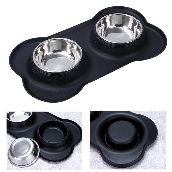 Pet Bowls With Skid Resistant Silicone Mat