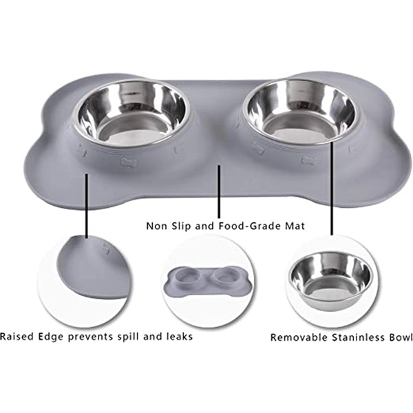Pet Bowls With Skid Resistant Silicone Mat