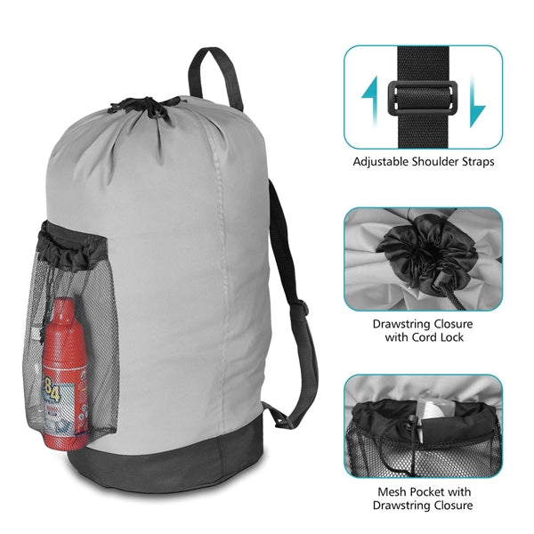 Laundry Backpack With Shoulder Straps And Mesh Pocket