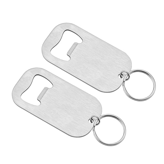 Stainless Steel Flat Beer Bottle Opener Keychain
