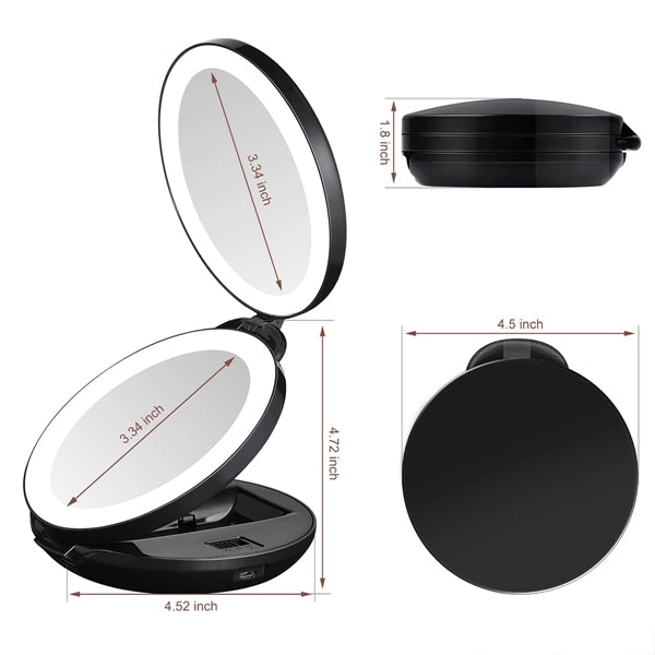 Rechargeable Led Lighted Travel Magnifying Mirror