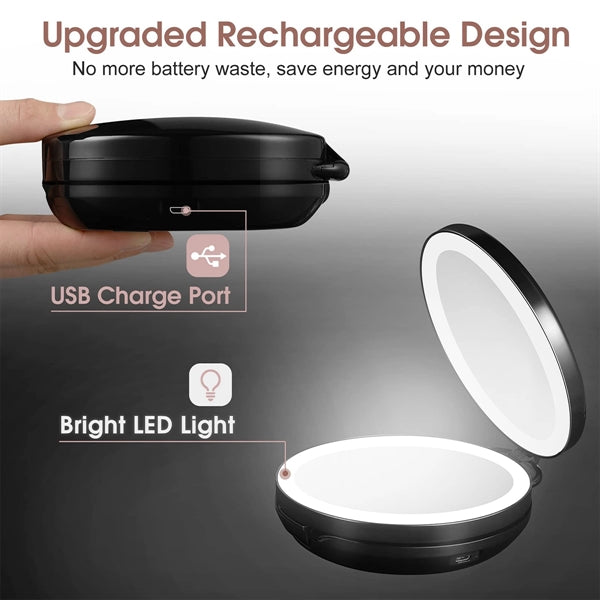 Rechargeable Led Lighted Travel Magnifying Mirror