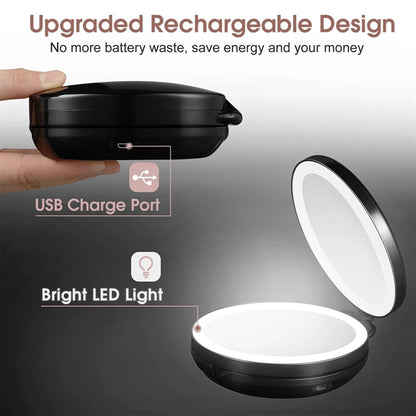 Rechargeable Led Lighted Travel Magnifying Mirror