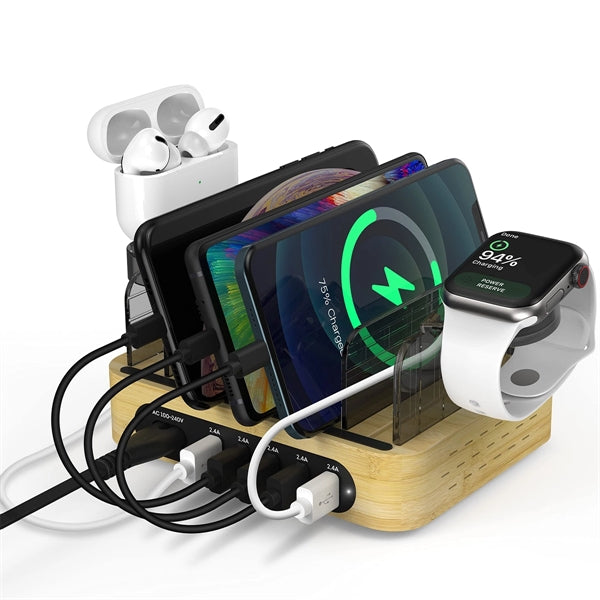 Bamboo Charging Station For Multiple Devices