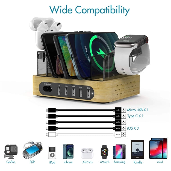 Bamboo Charging Station For Multiple Devices