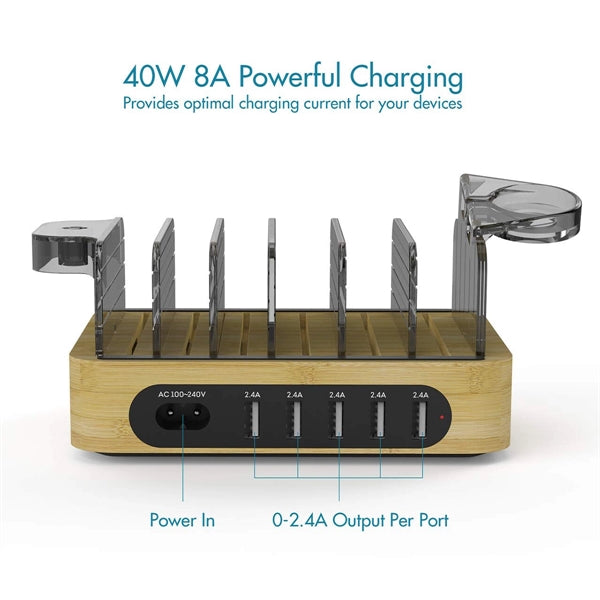 Bamboo Charging Station For Multiple Devices