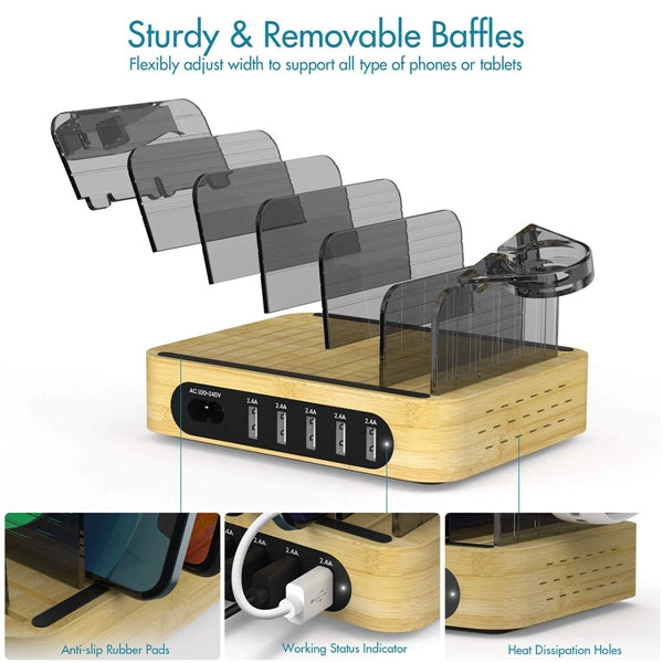 Bamboo Charging Station For Multiple Devices