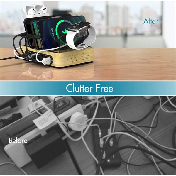 Bamboo Charging Station For Multiple Devices